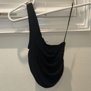 Black Ruched Crop Top